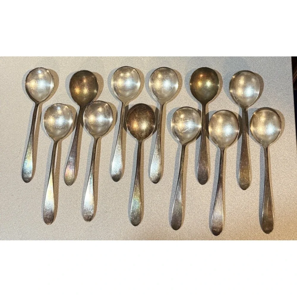 INTERNATIONAL SILVER‎ CO 12 silver-plated vintage Soup/ Bouillon spoons stamped